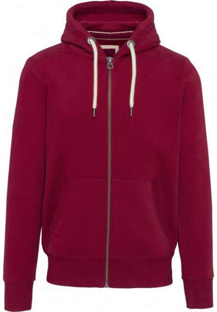 Kariban Men’s Vintage Zipped Hooded Sweatshirt - Kariban Men’s Vintage Zipped Hooded Sweatshirt - Sport Scarlet Red