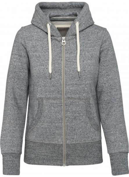 Kariban Ladies' Vintage Zipped Hooded Sweatshirt - šedá