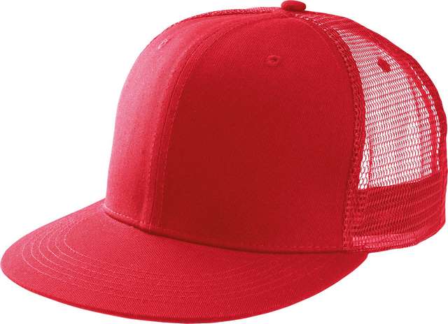 K-up Trucker Flat Peak Cap - 6 Panels - K-up Trucker Flat Peak Cap - 6 Panels - Cherry Red