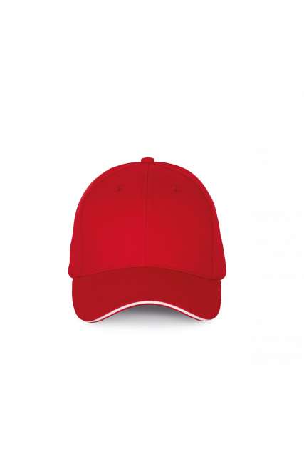 K-up Cap With Contrasting Sandwich Peak - 6 panels - K-up Cap With Contrasting Sandwich Peak - 6 panels - Cherry Red