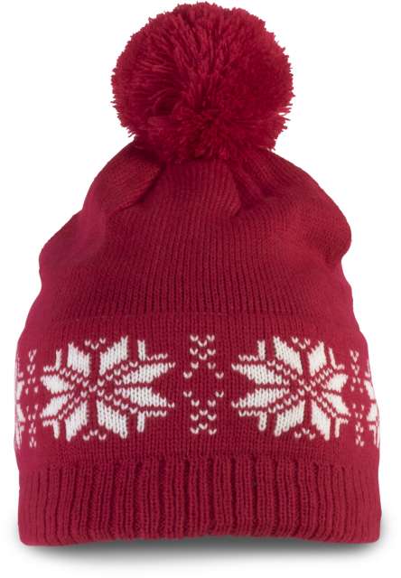 K-up Fair Isle Knit Beanie - Rot