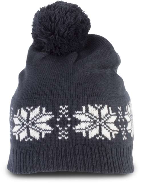 K-up Fair Isle Knit Beanie - modrá