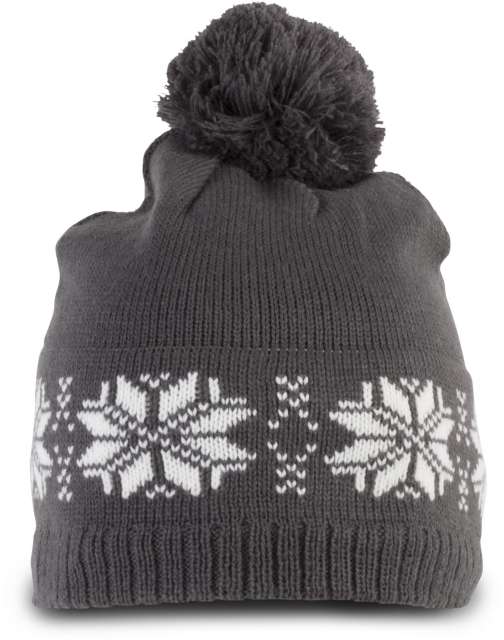 K-up Fair Isle Knit Beanie - šedá