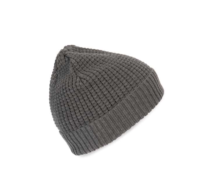 K-up Knitted Beanie With Recycled Yarn - šedá