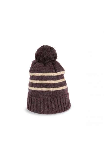 K-up Knitted Striped Beanie In Recycled Yarn - red