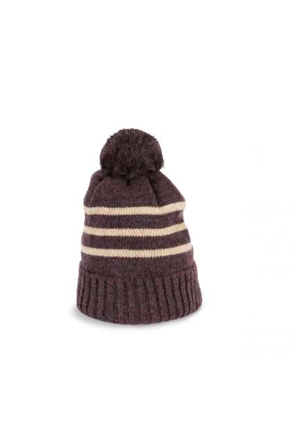 K-up Knitted Striped Beanie In Recycled Yarn - červená