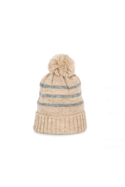 K-up Knitted Striped Beanie In Recycled Yarn - hnedá