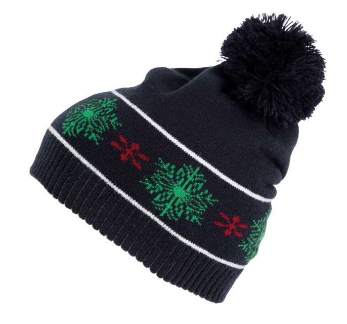 K-up Beanie With Christmas Patterns - modrá