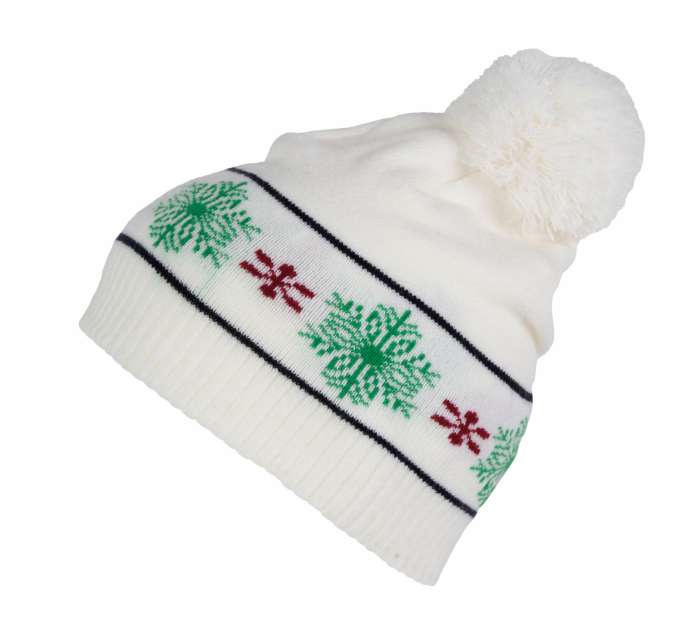 K-up Beanie With Christmas Patterns - white