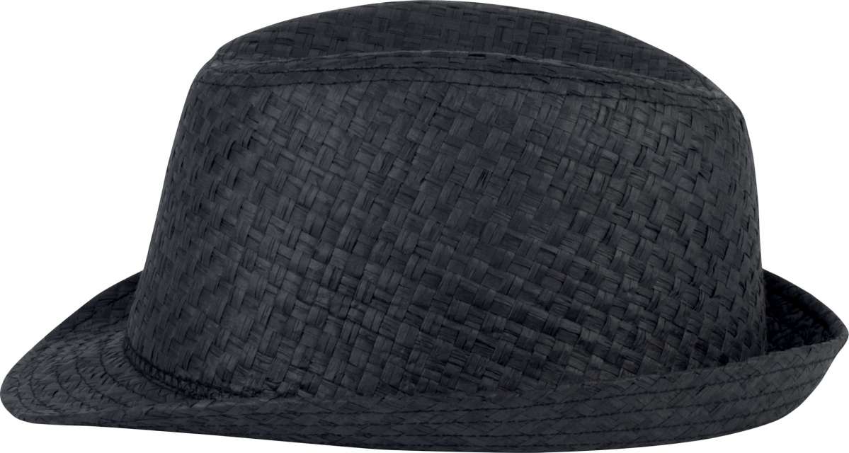 K-up Retro Panama - Style Straw Hat - K-up Retro Panama - Style Straw Hat - Black