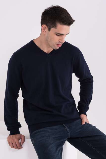 Legend World Wide Men’s V-neck Fine Gauge Cotton Pullover - Legend World Wide Men’s V-neck Fine Gauge Cotton Pullover - Navy