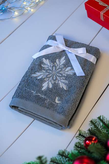 Olima Christmas Towel - Snowflake - šedá