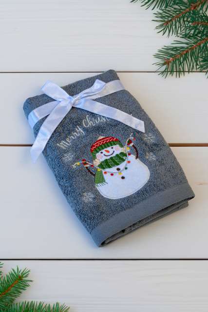 Olima Olima Christmas Towel - Snowman - šedá