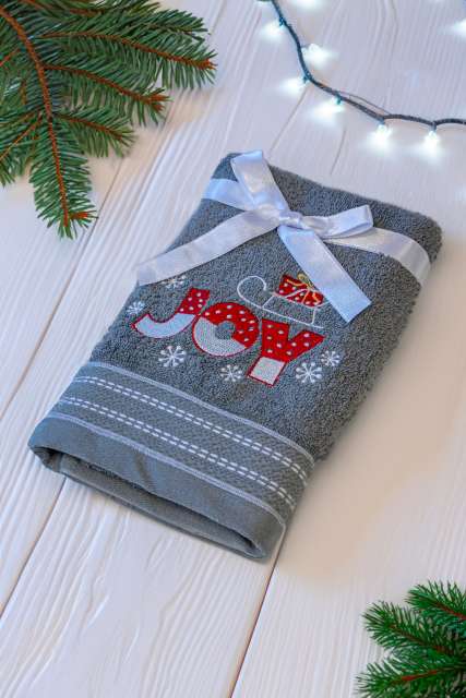 Olima Christmas Towel - Joy - Olima Christmas Towel - Joy - Ash Grey
