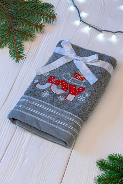 Olima Olima Christmas Towel - Joy - Olima Olima Christmas Towel - Joy - Ash Grey