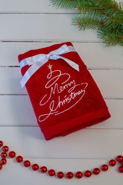 Olima Olima Christmas Towel - Merry Christmas - Olima Olima Christmas Towel - Merry Christmas - Red