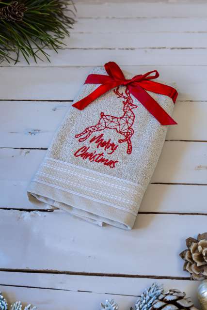 Olima Olima Christmas Towel - Raindeer - hnedá