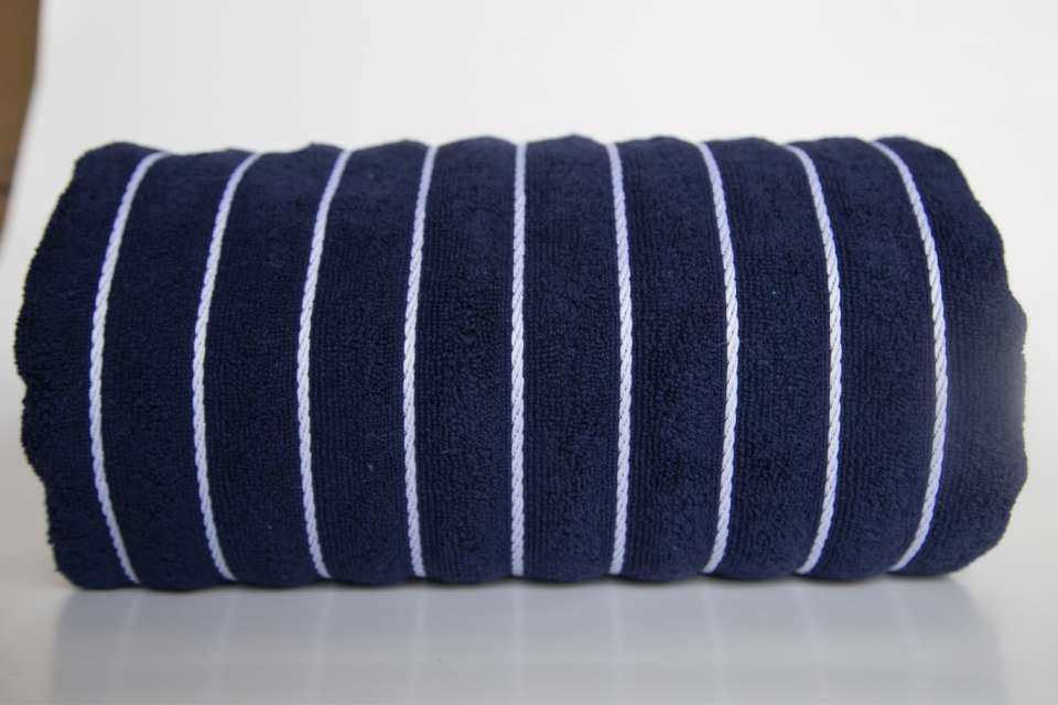 Olima Beach Striped Towel - Olima Beach Striped Towel - Navy