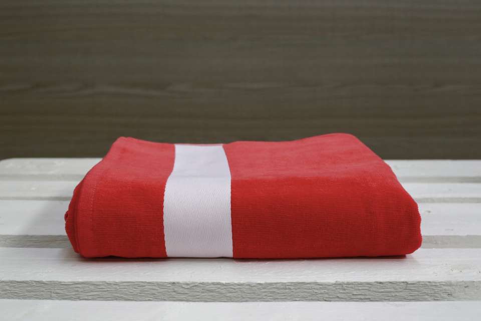 Olima Velour Beach Towel - Olima Velour Beach Towel - Red