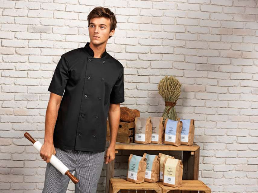 Premier Short Sleeve Chef's Jacket - šedá