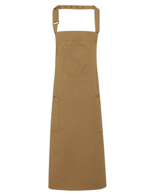 Premier 'chino’ Bib Apron - hnedá