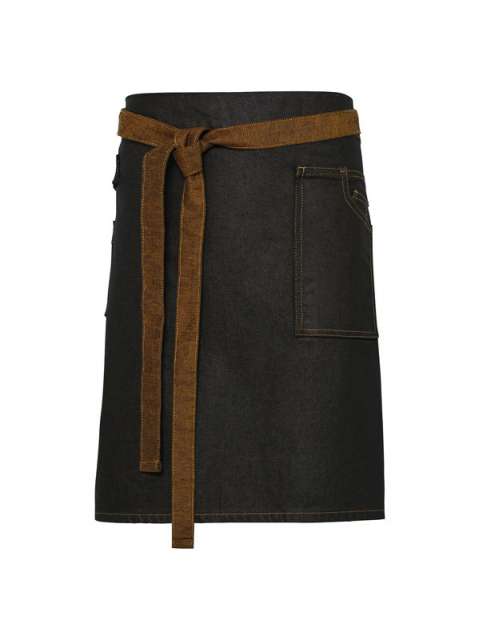 Premier 'division' Waxed Look Denim Waist Apron - black