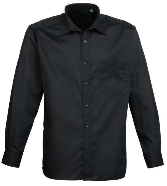 Premier Men's Long Sleeve Poplin Shirt - čierna