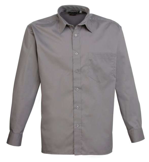 Premier Men's Long Sleeve Poplin Shirt - Premier Men's Long Sleeve Poplin Shirt - Charcoal