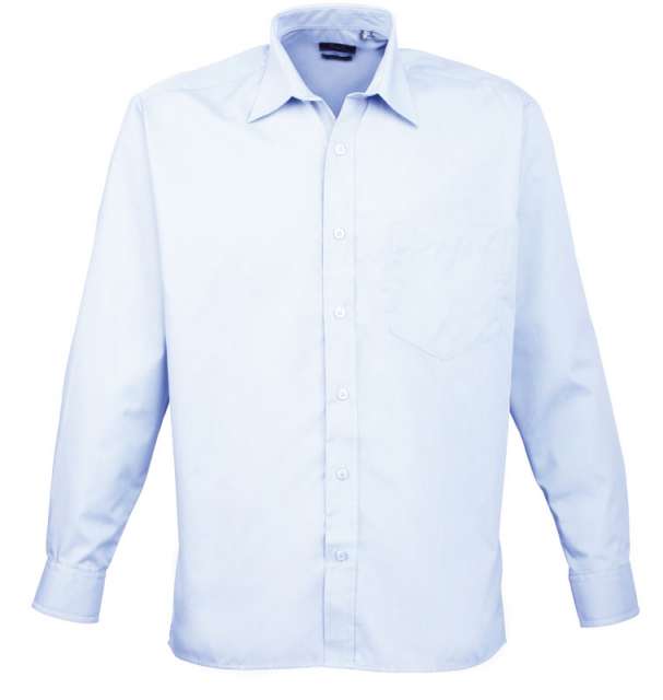 Premier Men's Long Sleeve Poplin Shirt - modrá