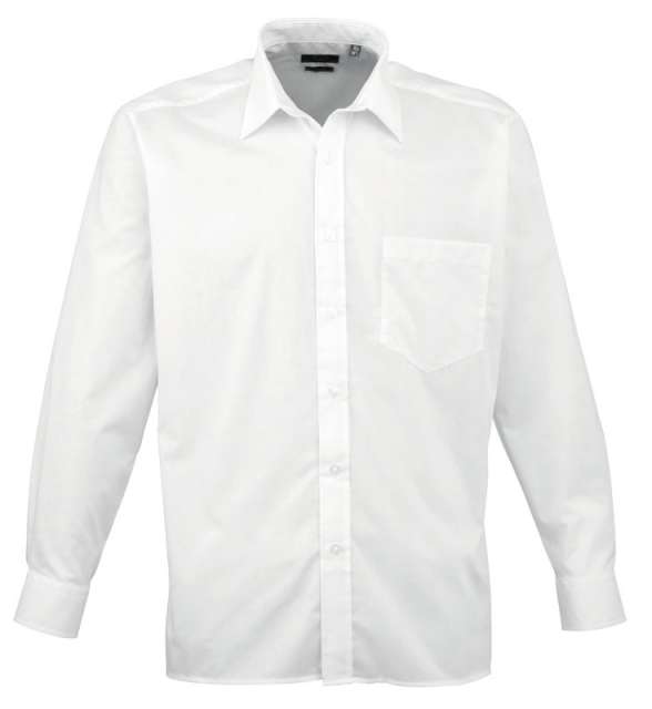 Premier Men's Long Sleeve Poplin Shirt - Premier Men's Long Sleeve Poplin Shirt - White