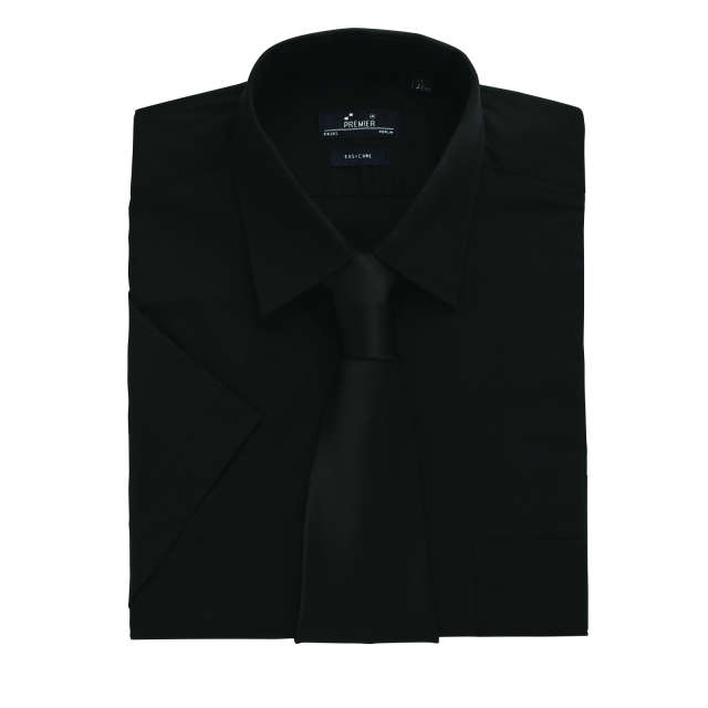 Premier Men's Short Sleeve Poplin Shirt - Premier Men's Short Sleeve Poplin Shirt - Black