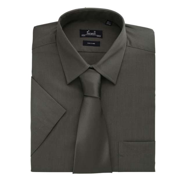 Premier Men's Short Sleeve Poplin Shirt - grey