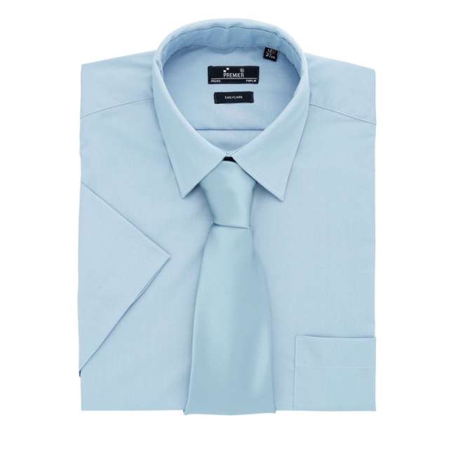 Premier Men's Short Sleeve Poplin Shirt - modrá
