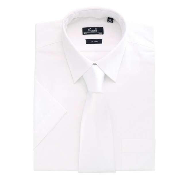 Premier Men's Short Sleeve Poplin Shirt - biela