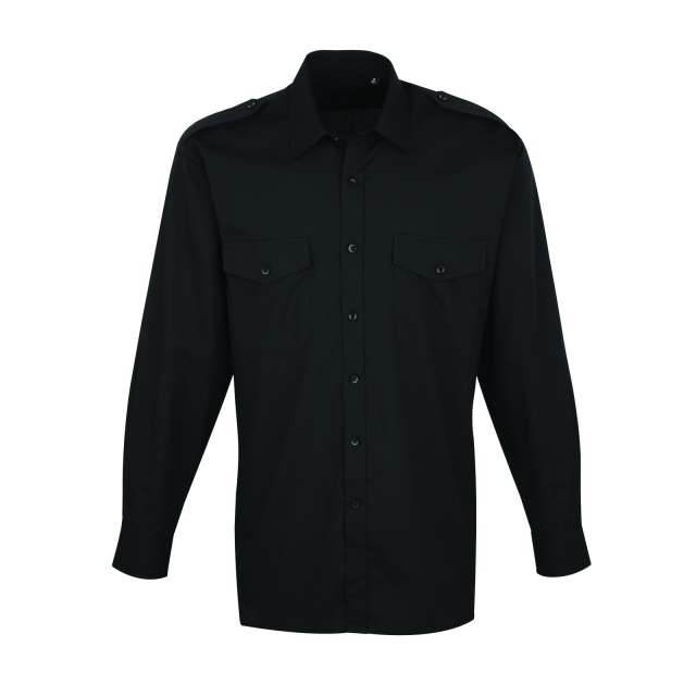 Premier Men’s Long Sleeve Pilot Shirt - čierna