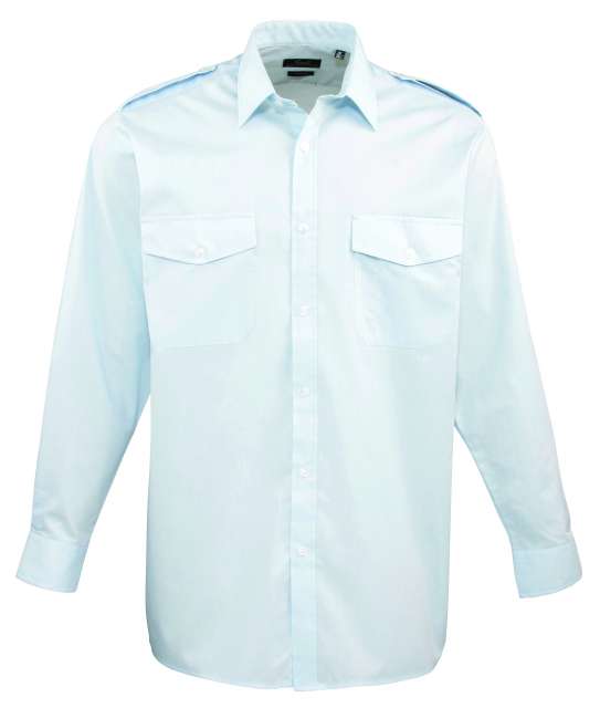 Premier Men’s Long Sleeve Pilot Shirt - Premier Men’s Long Sleeve Pilot Shirt - Light Blue
