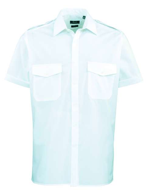 Premier Men’s Short Sleeve Pilot Shirt - modrá