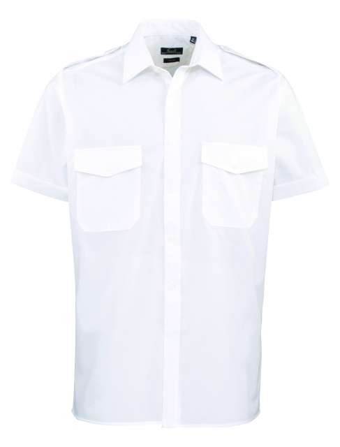 Premier Men’s Short Sleeve Pilot Shirt - bílá