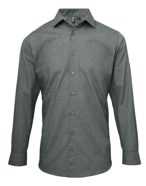 Premier Men's Cross-dye Roll Sleeve Poplin Bar Shirt - šedá