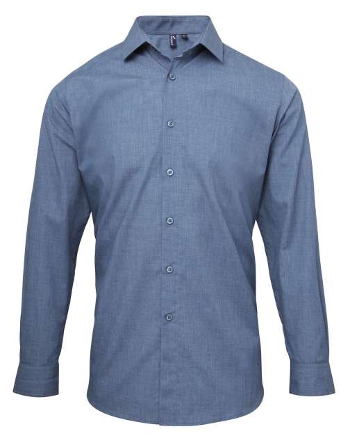 Premier Men's Cross-dye Roll Sleeve Poplin Bar Shirt - Premier Men's Cross-dye Roll Sleeve Poplin Bar Shirt - Navy