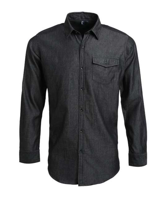 Premier Men’s Jeans Stitch Denim Shirt - šedá