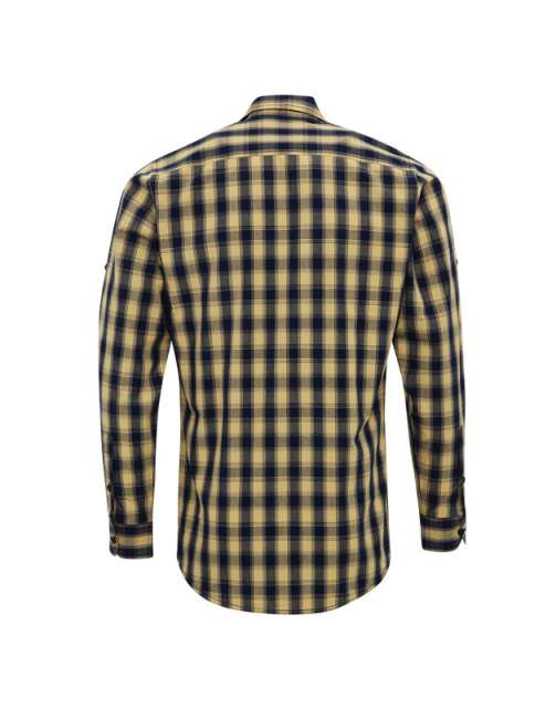 Premier 'mulligan' Check - Men's Long Sleeve Cotton Shirt - Premier 'mulligan' Check - Men's Long Sleeve Cotton Shirt - Old Gold