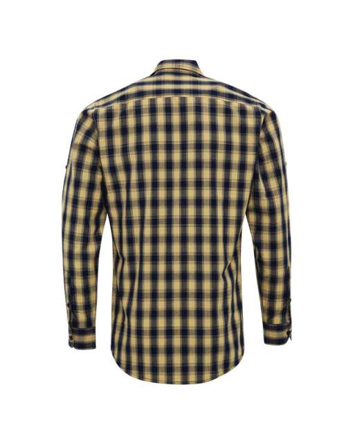 Premier 'mulligan' Check - Men's Long Sleeve Cotton Shirt - hnědá