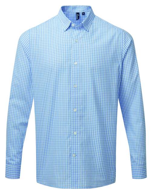 Premier 'maxton' Check Men's Long Sleeve Shirt - blue
