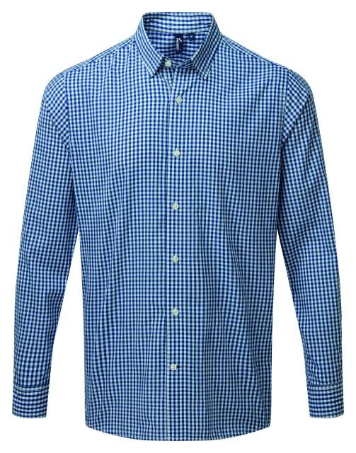 Premier 'maxton' Check Men's Long Sleeve Shirt - blue