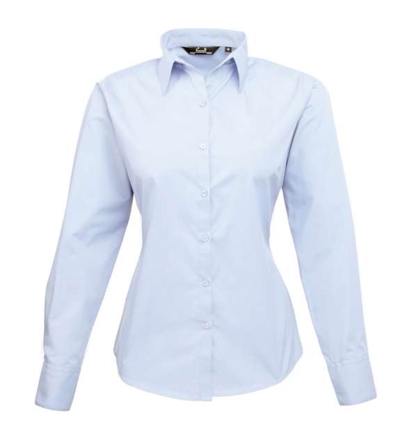 Premier Women's Long Sleeve Poplin Blouse - blau