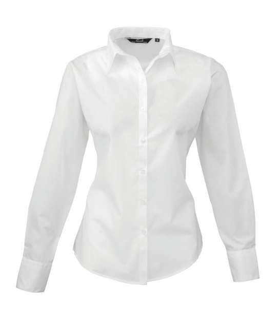 Premier Women's Long Sleeve Poplin Blouse - white