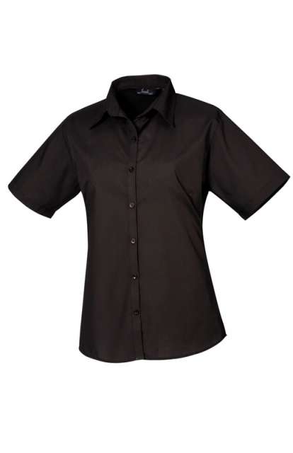 Premier Women's Short Sleeve Poplin Blouse - Premier Women's Short Sleeve Poplin Blouse - Black