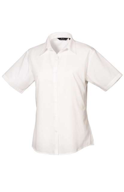 Premier Women's Short Sleeve Poplin Blouse - white