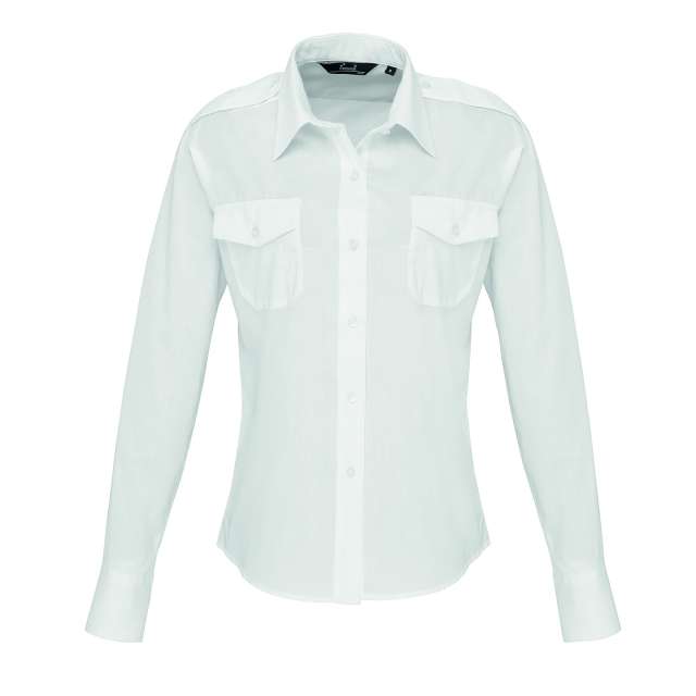 Premier Women's Long Sleeve Pilot Shirt - Premier Women's Long Sleeve Pilot Shirt - White